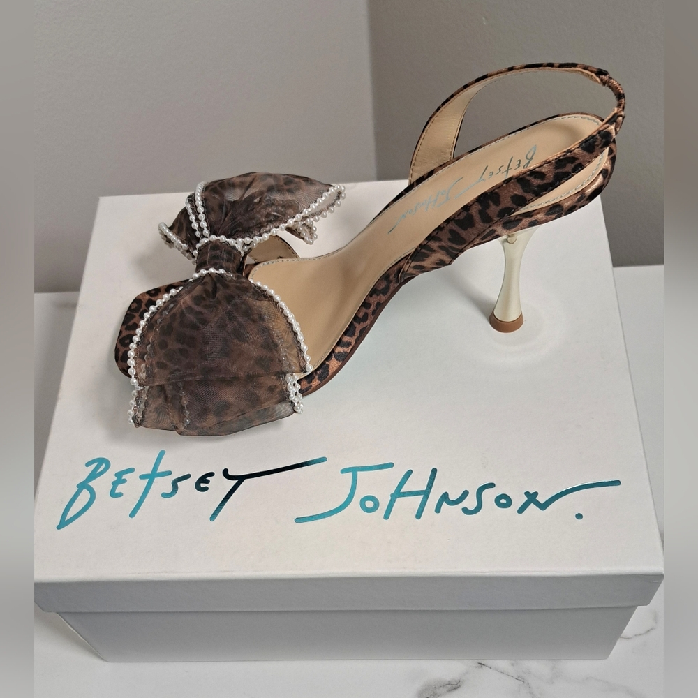 BETSEY JOHNSON FAWN MESH HIGH HEEL SANDALS COLOR LEOPARD 8.5 US NEW WITH BOX. - Picture 11 of 11